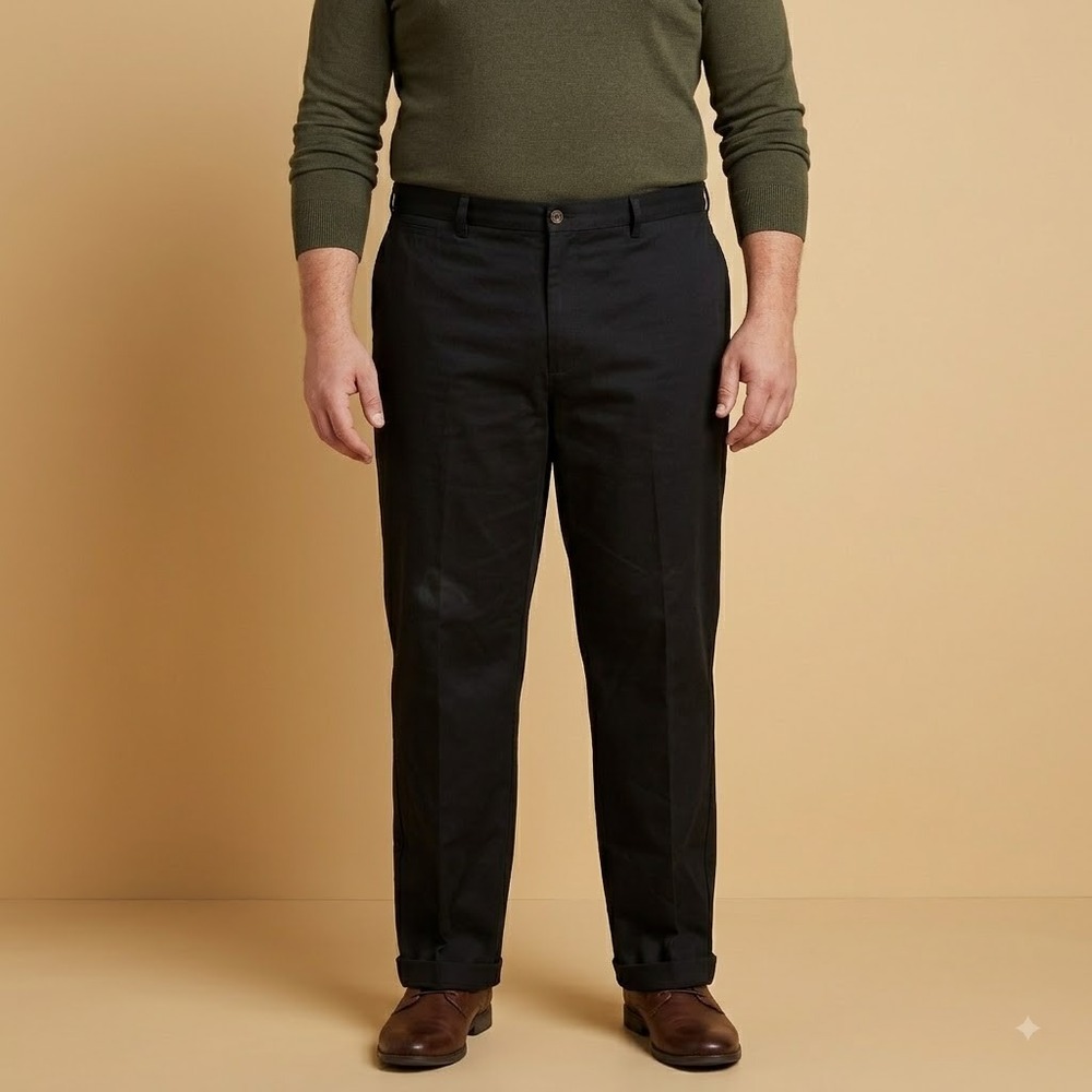 St. John's Bay Black Dress Pants Men's 44x32 Relaxed Fit Worry-Free